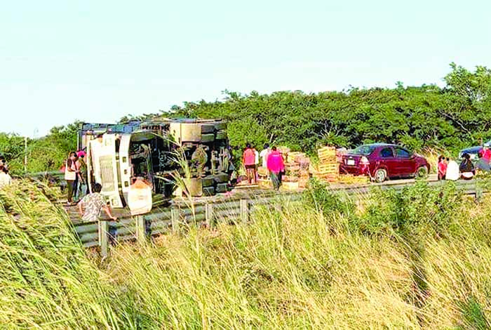 Vuelca Camión Cargado con Plátano Periódico El Orbe