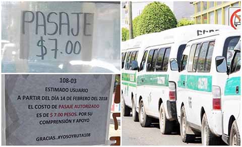 Sin Autorización Transportistas Suben Pasaje de 6 a 7 Pesos