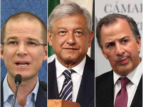Los tres principales contendientes por la presidencia de México, Andrés Manuel López Obrador, José Antonio Meade Kuribreña y Ricardo Anaya Cortes, fueron ratificados por las fuerzas políticas que los postularon como precandidatos.