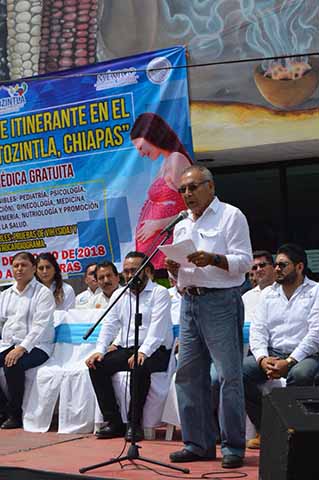 El secretario de la Frontera Sur Adolfo Zamora Cruz, encabezó ayer el arranque de la labor social, donde participan más de 200 servicios públicos.