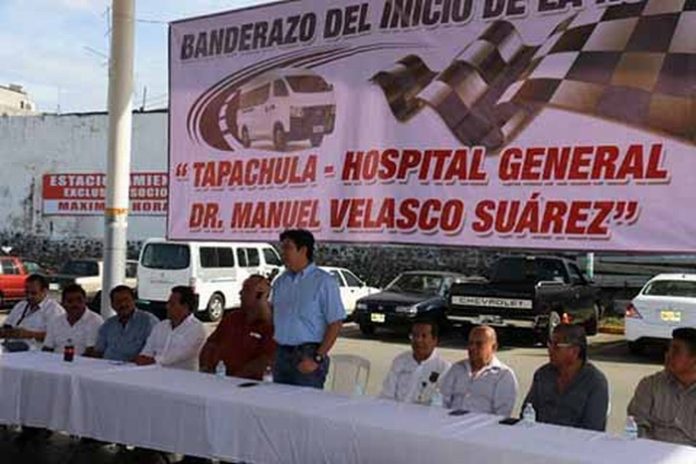 En el acto inaugural de la ruta de transporte Tapachula-Hospital-Tapachula, el secretario del Transporte en Chiapas Álvaro Robles Cameras, informó que este servicio lo realizarán los mismos concesionarios que tienen la ruta.