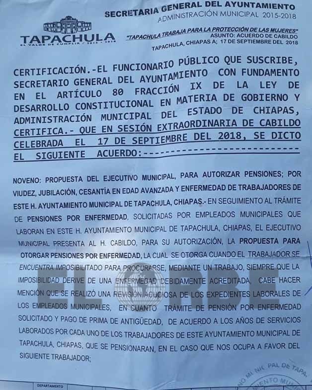 Retiene Ayuntamiento de Tapachula Pago de Trabajadores Pensionados