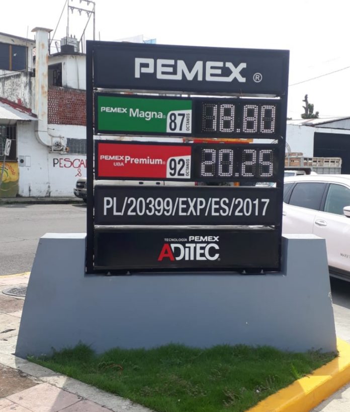 La estación de servicio ubicada en la 2a oriente y 7a sur de Tapachula, Chiapas, ofrece estas tarifas para este 21 de mayo