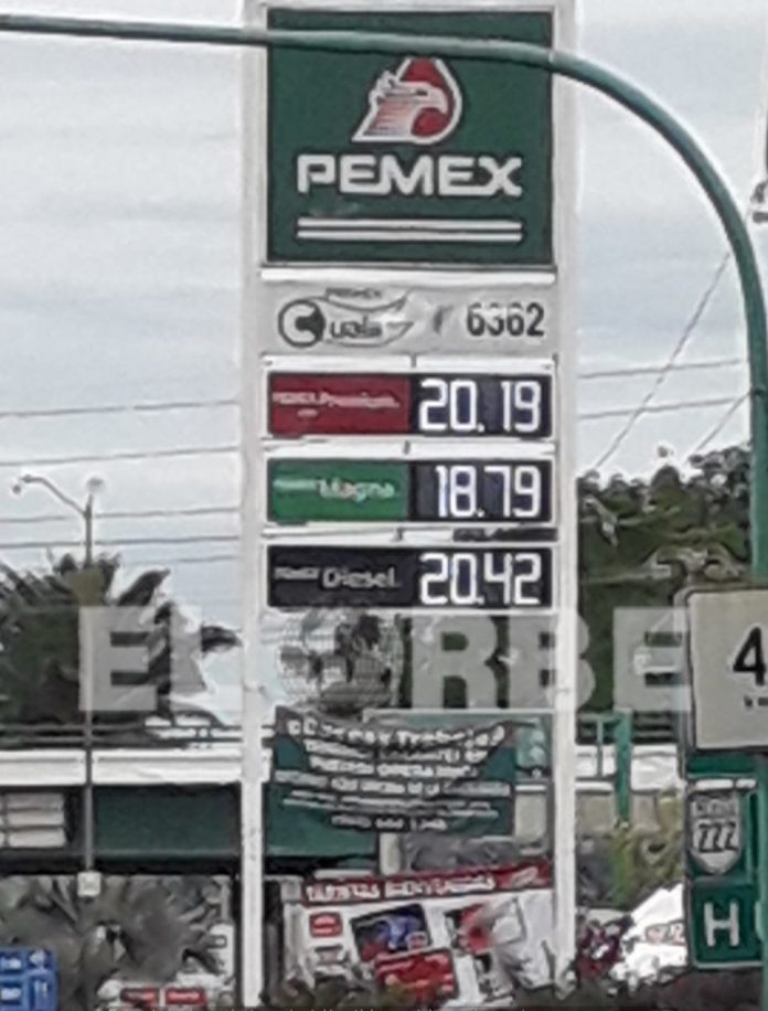 Cotice precios así amanecen los precios de la gasolina hoy sábado 1 de Junio del 2019, gasolinera frente a las instalaciones de SAM'S al sur de la Ciudad.