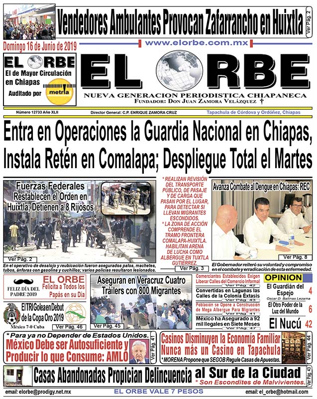 JUNIO 16 DE 2019 | Periódico El Orbe
