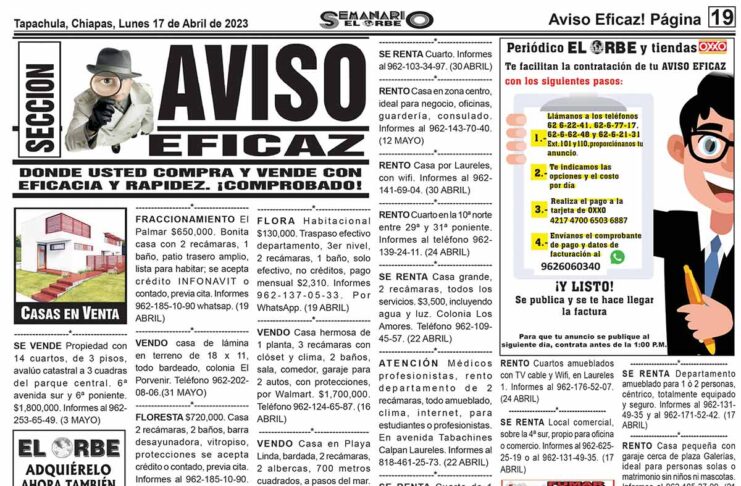 Portada Eficaces - Periódico El Orbe.