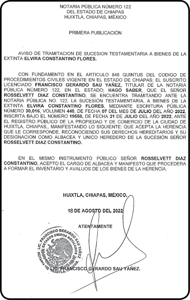 Aviso Elvira Constantino Flores