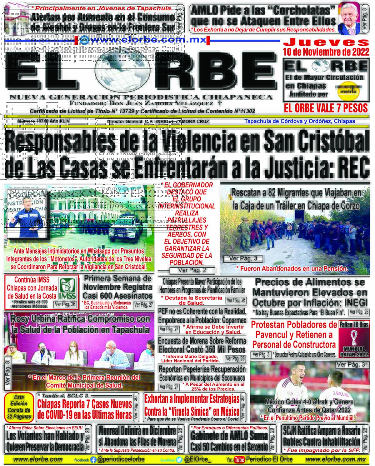 NOVIEMBRE 10 DE 2022 - Periódico El Orbe.
