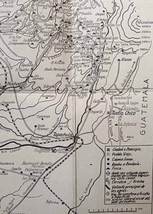 Croquis del A&ntilde;o 1940, en el cual se traza la carretera hacia Nueva Alemania, con la ubicaci&oacute;n del puente Malpaso.